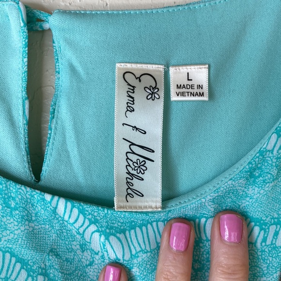 Beautiful cinch waist aqua dress - Picture 4 of 4